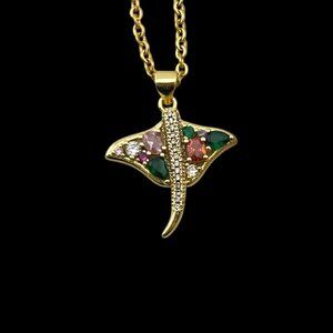 Handmade 18KT Gold Filled Manta Ray Necklace